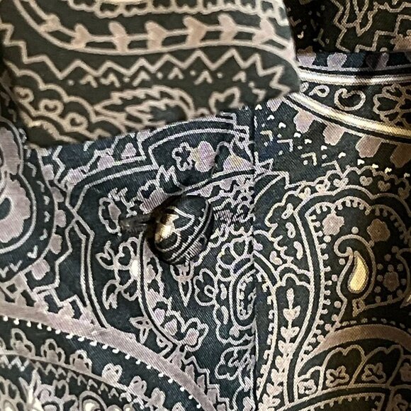 Joan Devin 100% Thai Silk Tie Neck Button Front Blouse Paisley Size 10 Vintage - Picture 3 of 7